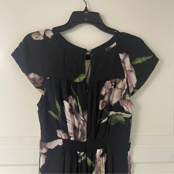 Anthropologie x Maeve black floral print wide leg crop jumpsuit 30978 - Picture 8 of 12